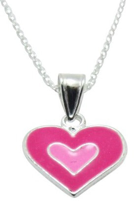 Children's Necklaces:  Sterling Silver, Pink Enamel Heart Necklaces