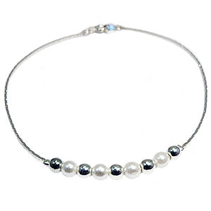 Children's Anklets:  Silver Plated Anklets with Pearls and Silver Balls