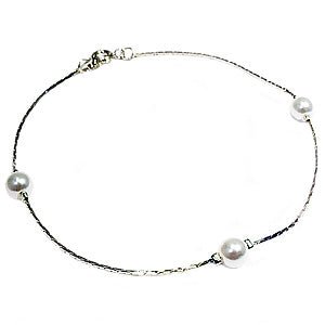 Children's Anklets:  Silver Plated Anklet with Pearls