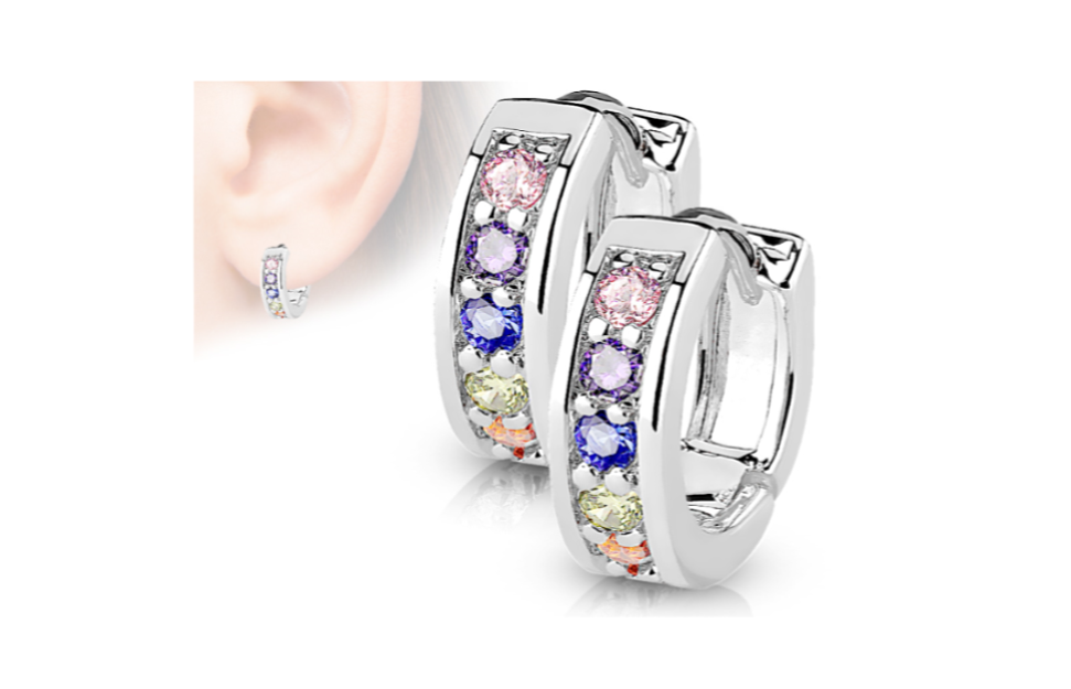 Children s Earrings Surgical Steel Aqua CZ Huggies Baby Jewels