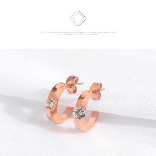 Children's, Teens' and Mothers' Earrings: Titanium with Rose Gold IP Half Huggies