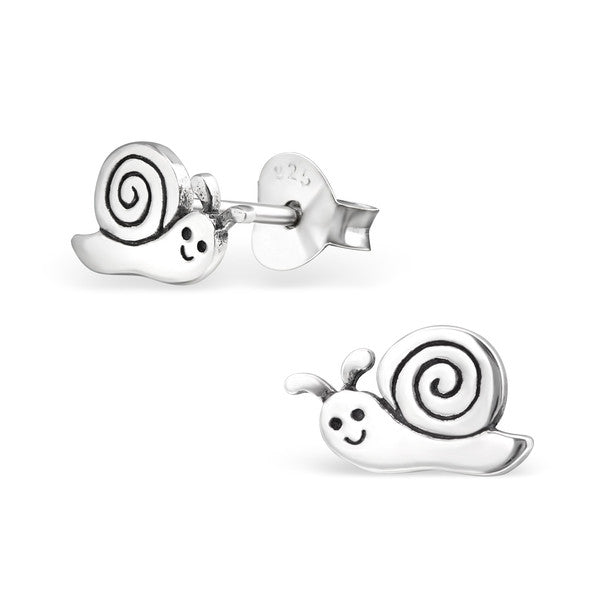 Baby and Children's Earrings: Sterling Silver Smiley Snail Earrings