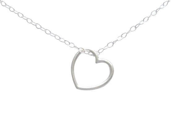 Baby and Children's Necklaces:  Sterling Silver Floating Open Heart Necklaces with Choice of Chain Length