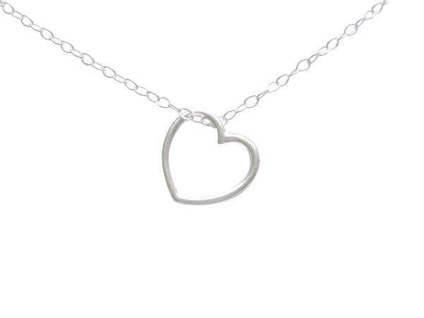 Baby and Children's Necklaces: Sterling Silver Floating Open Heart Necklaces with Choice of Chain Length