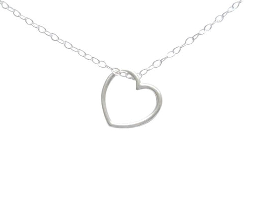 Baby and Children's Necklaces:  Sterling Silver Floating Open Heart Necklaces with Choice of Chain Length