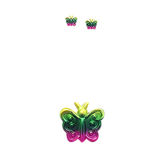 Bright yellow green pink enamel butterfly earrings in 925 sterling silver, perfect for everyday wear.