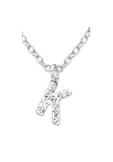 Baby and Children's Necklaces:  Sterling Silver CZ Initial "K" Necklace