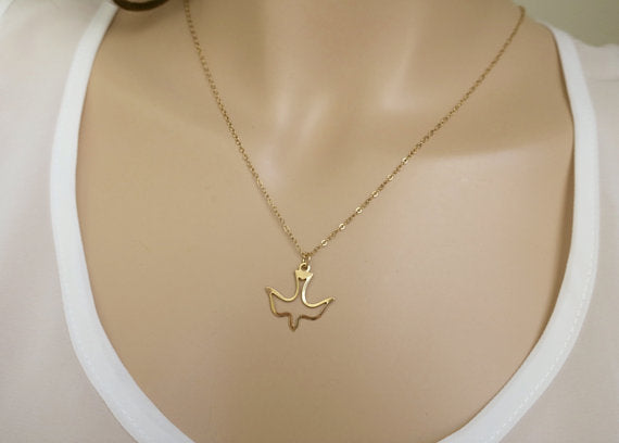 Children's and Mothers' Dove Necklaces:  Gold plated Dove Necklaces 45.5cm
