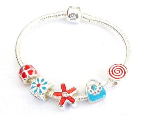 Children's Bracelets: Steel European Style Starter Bracelets 19cm (8 inches for 7 inch wrist)