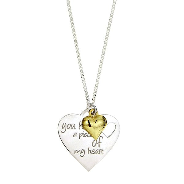 Children's and Teens' Necklaces: Sterling Silver Message Necklace with Gold Heart