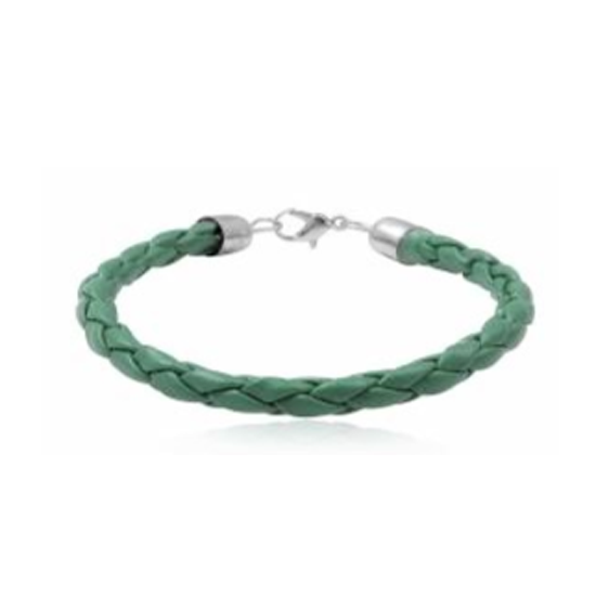 Children's, Teens' and Mothers' Bracelets: Woven Leather Bracelets 18cm. Jade Green - SPECIAL OFFER