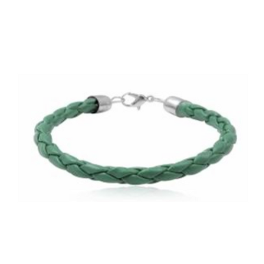 Children's, Teens' and Mothers' Bracelets:  Woven Leather Bracelets 18cm. Jade Green - SPECIAL OFFER