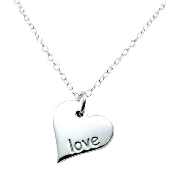 Baby and Children's Necklaces:  Sterling Silver Heart "Love" Heart Pendant necklaces