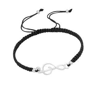 Children's Bracelets:  Sterling Silver, Macrame Friendship Bracelets with Treble Clef