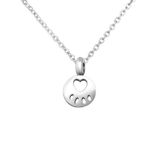 Children's Necklaces: Surgical Steel Paw Disc on 16" (40cm) Chain