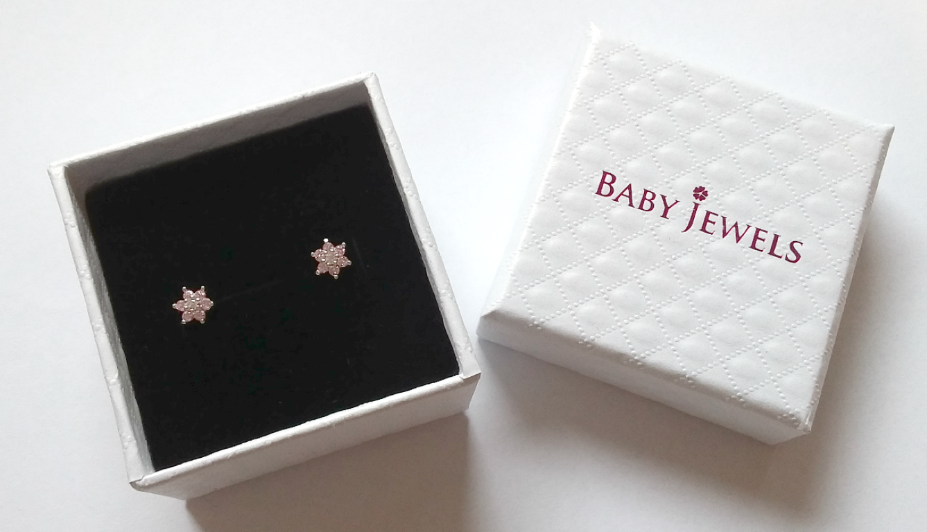 Baby and Children's Earrings: 14k Solid Gold Clear AAA CZ Encrusted Hearts with Screw Backs with Gift Box