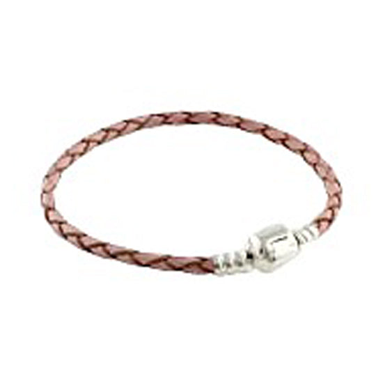 Children's Bracelets: Pink, European Style Starter Bracelets with Solid Sterling Silver Snap Clasp