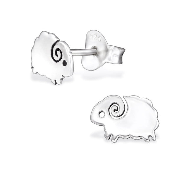 Children's Earrings:  Sterling Silver Cute Sheep Earrings