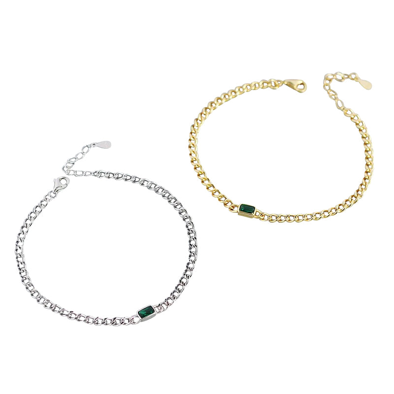 Children's and Teens' Bracelets: Surgical Steel Bracelets with Emerald CZ