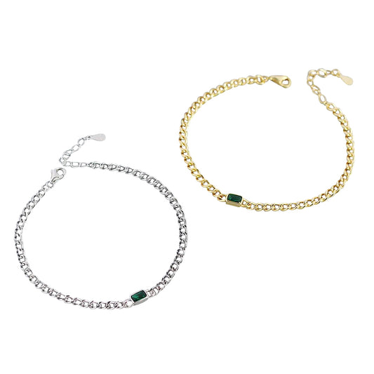 Children's and Teens' Bracelets: Surgical Steel Bracelets with Gold IP and Emerald CZ