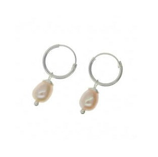 Baby and Children's Earrings:  Sterling Silver Sleepers with Pearl Drops