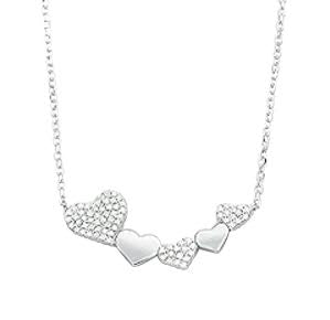 Children's and Teens' Necklaces:  Sterling Silver Sparkle Hearts Necklaces