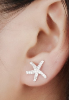 Children's, Teens' & Mothers' Earrings:  Titanium Clear AAA CZ Encrusted Starfish 9mm