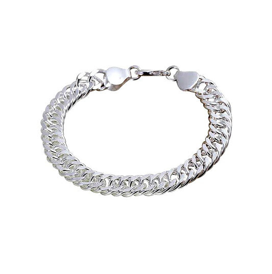 Sterling silver chunky flat Cuban curb baby bracelet for boys or girls, featuring a unique twist design.