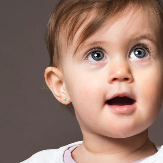 Baby and Children's Earrings: Sterling Silver Iridescent Green Blue Butterflies