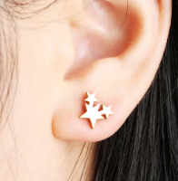 Mothers' Teens' and Children's Earrings: Titanium Stars Gold IP, with Easy Grip Screw Backs