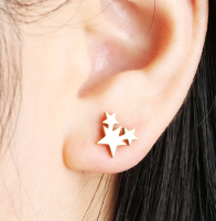 Mothers' Teens' and Children's Earrings:  Titanium Stars Gold IP, with Easy Grip Screw Backs