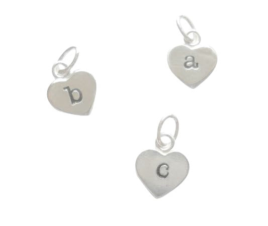 Baby and Children's Charms: Sterling Silver Stamped Initial Heart Charms