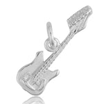 Children's Necklaces: Sterling Silver Italian-made Guitar Necklaces on Your Choice of Chain Length