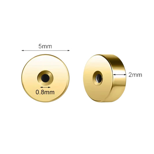 Screw back spares - 0.8mm gold flat surgical steel, essential for secure earring closures, one pair.