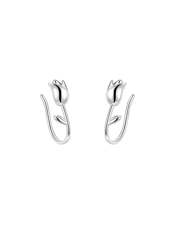 Children's, Teens' and Mothers' Earrings:  Sterling Silver "Two Way" Tulips