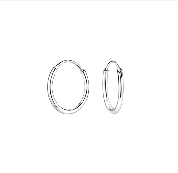A pair of sterling silver sleeper earrings, 10mm in diameter, presented against a white background.