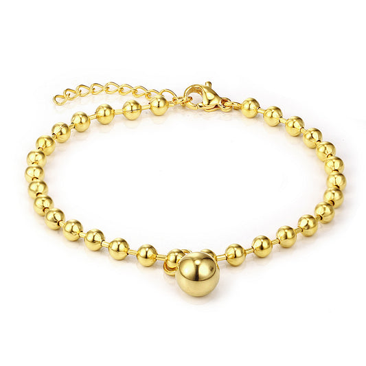 Baby and Children's Bracelets:  Steel with Gold IP Ball Bracelet with Ball Charm 13cm - 16cm