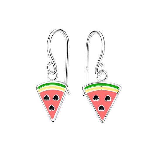 Children's Earrings:  Sterling Silver Hook Earrings with Watermelon