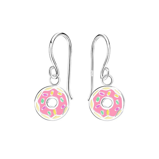 Children's Earrings:  Sterling Silver Hook Earrings with Donuts