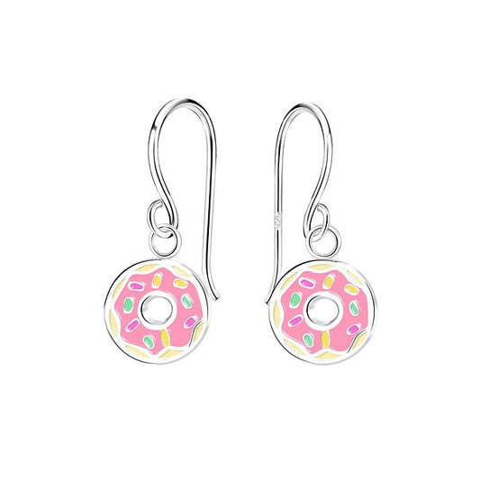 Children's Earrings:  Sterling Silver Hook Earrings with Donuts