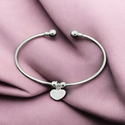 Children's Bangles:  Sterling Silver Cuff Bangles with Hearts