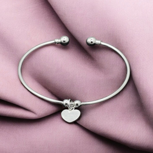 Children's Bangles:  Sterling Silver Cuff Bangles with Hearts