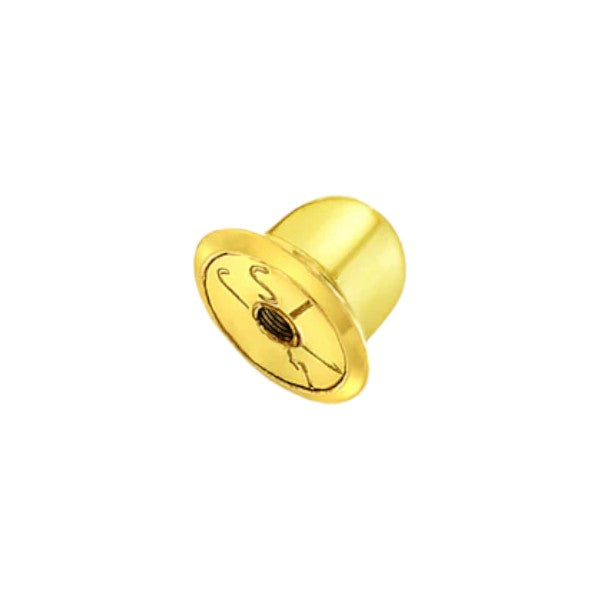 a single 14k gold screw back spare in yellow gold on a white background