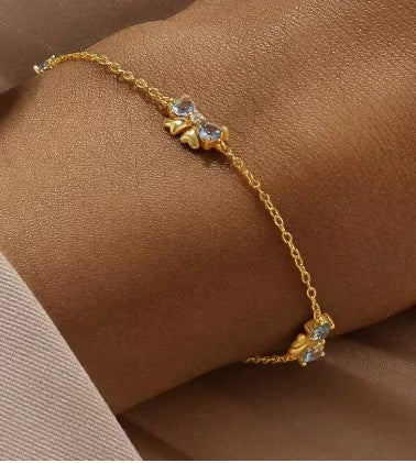 Children's Bracelets:  14k Gold Over Sterling Silver, Bow Bracelets with Gift Box
