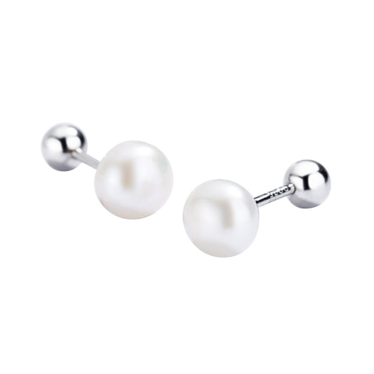 Children's, Teens and Mothers' Earrings:  Sterling Silver, 4 - 5mm Freshwater Pearl Screw Backs