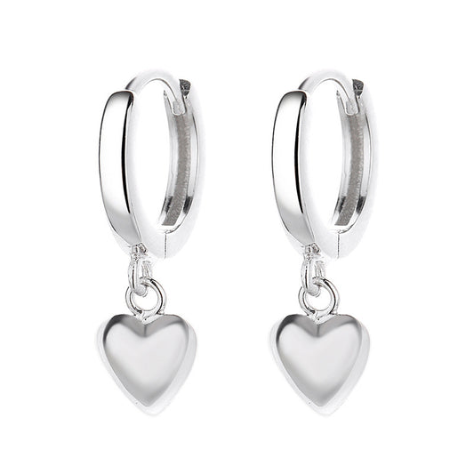 Children's, Teens' and Mothers' Earrings:  Sterling Silver 12mm Hoops with Puffed Hearts