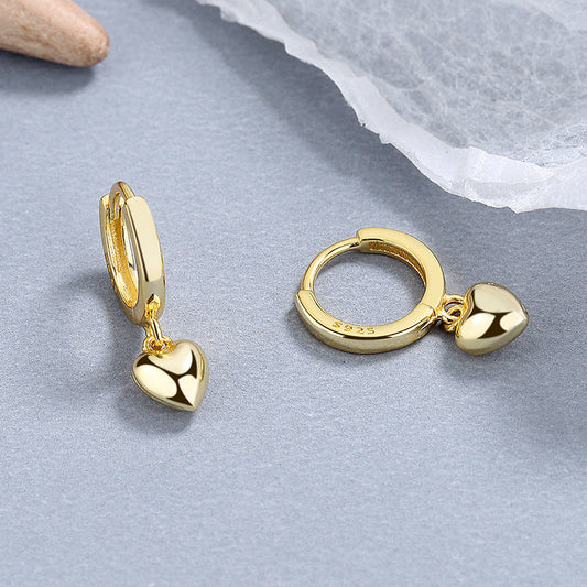 Children's, Teens' and Mothers' Earrings:  18k Gold over Sterling Silver 12mm Hoops with Puffed Hearts