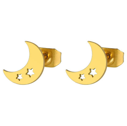 Children's and Teens' Earrings:  Surgical Steel Moon with Cut Out Stars Earrings