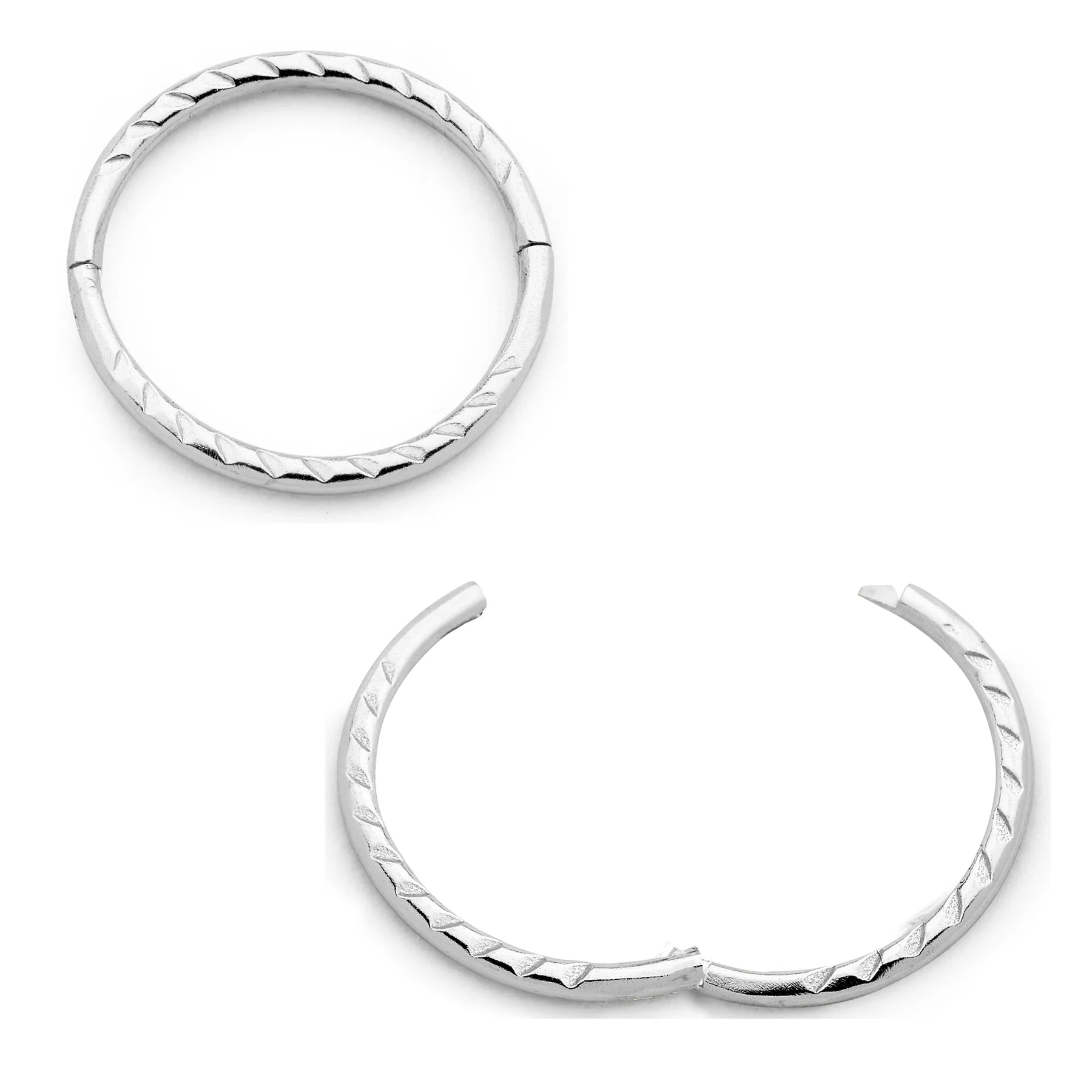 Children's earrings - 925 sterling silver diamond cut twist halo hinged hoop earrings (10mm)
