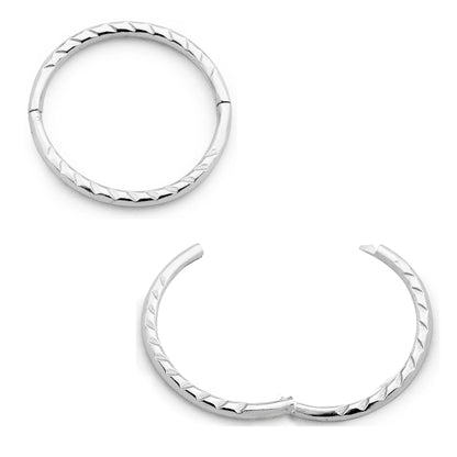 Children's earrings - 925 sterling silver diamond cut twist halo hinged hoop earrings (10mm)